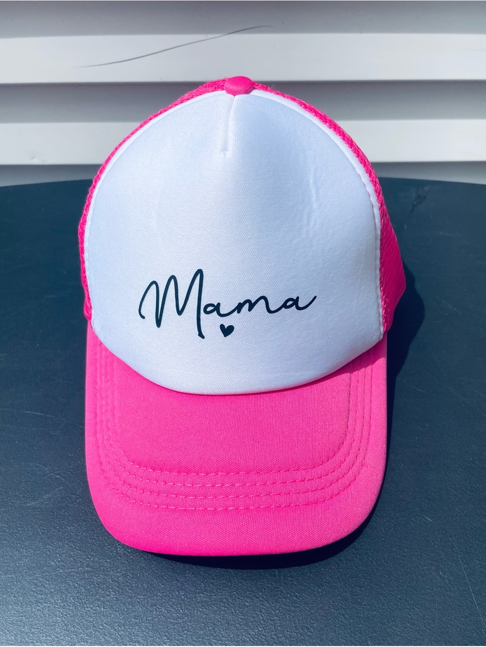 Mama Trucker Hat - Hot Pink & White